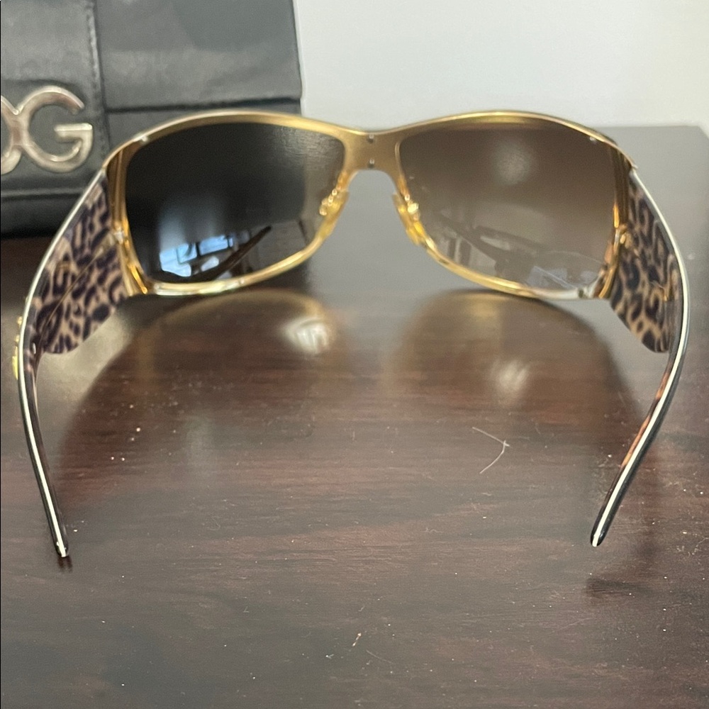 Dolce & Gabbana Brown Gradient Shield Sunglasses with Gold Accents - Picture 4 of 6